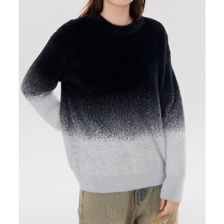 ブラック | クルーネックニット/crew neck knit | aimoha 