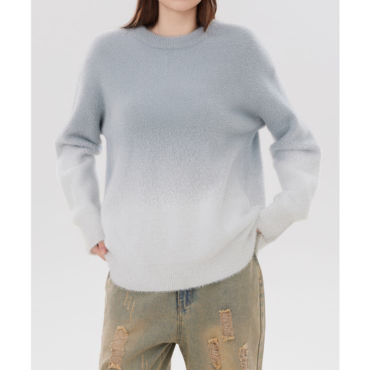 ライトグレー | クルーネックニット/crew neck knit | aimoha 