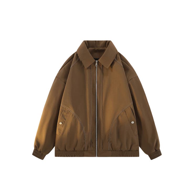 ブラウン | シンプルジップアップジャケット/Simple zip-up jacket | aimoha 
