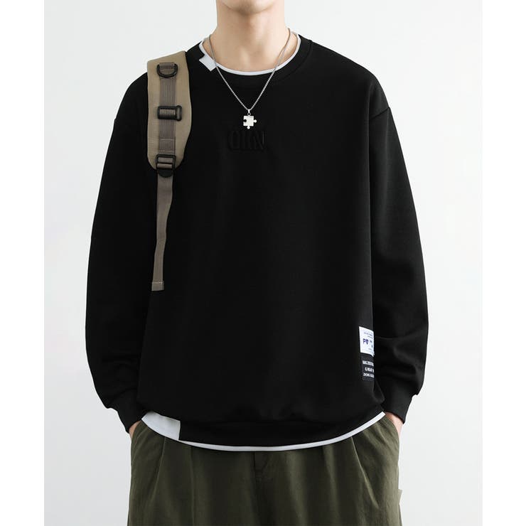 レイヤード風ボンディングクルースウェット Layered style | aimoha  | 詳細画像2 