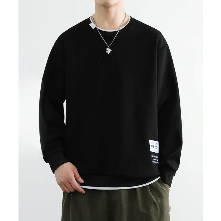 レイヤード風ボンディングクルースウェット Layered style | aimoha  | 詳細画像1 