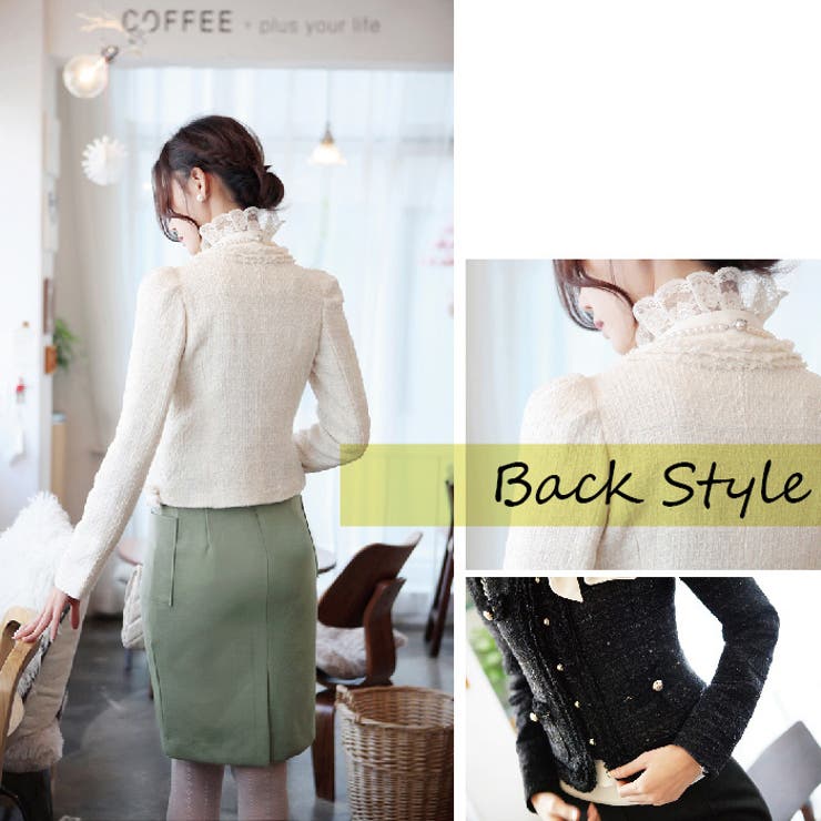 きちんと＆可愛い♪ショート丈ラウンドネックジャケット レディス