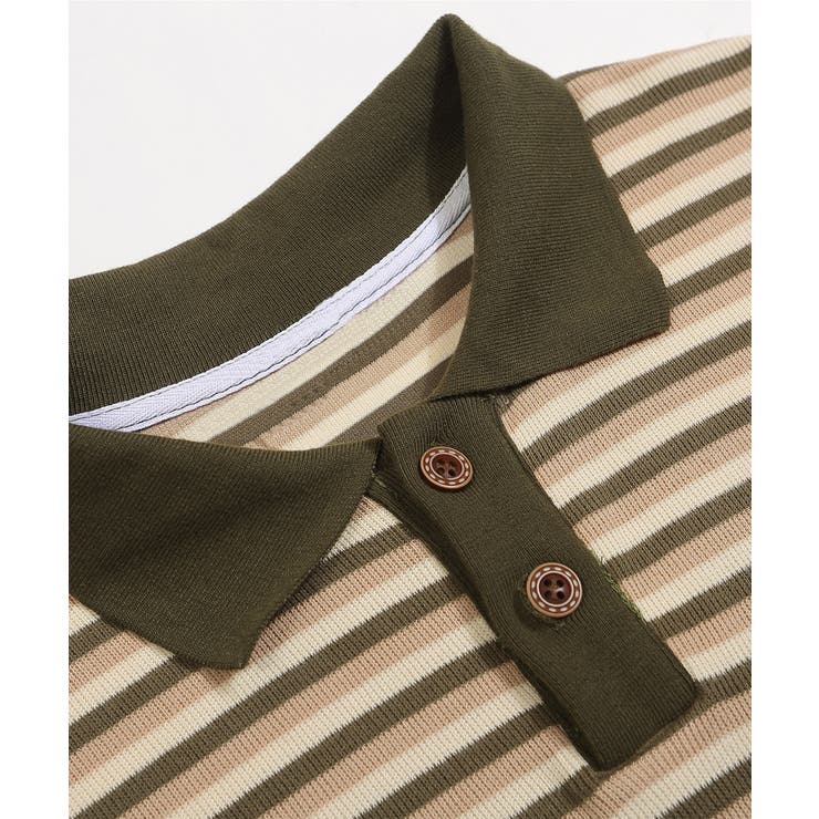 HOOK select アメカジヴィンテージ風プリントポロ襟ボーダースウェット