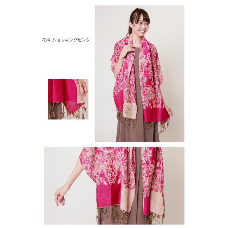 Y's PINK 大判ストール ストール マフラー 馬柄 ピンク ストール 大判 ショールカシミヤ
