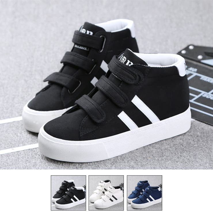 厚底ハイカットベルクロスニーカー スニーカー レディース[品番