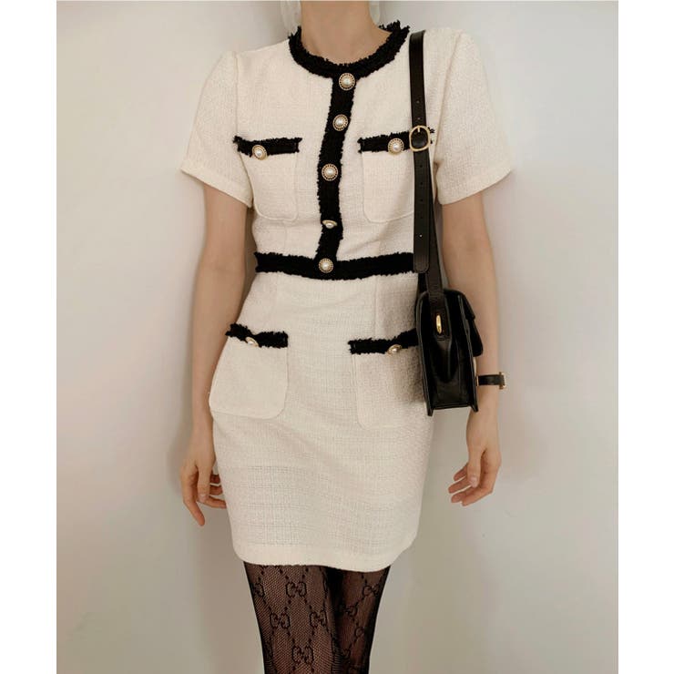 新作 モノトーン半袖エレガントミニワンピース 韓国ファッション 品番 Xt Aimoha アイモハ のレディースファッション通販 毎日送料無料 Shoplist ショップリスト