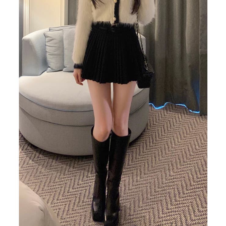 HOOK】for girls ベルトリボン付きプリーツスカート[品番