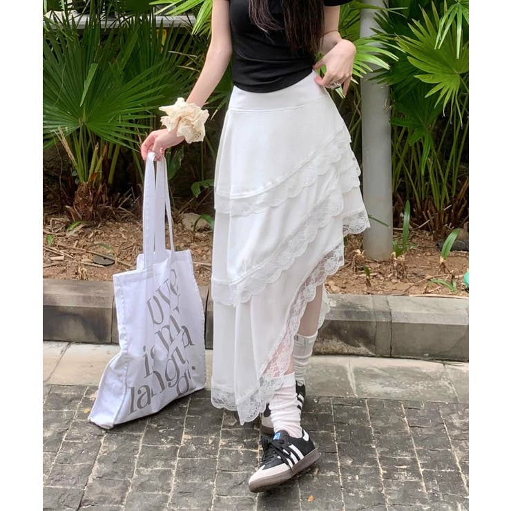 アシンメトリーティアードスカート | HOOK | 詳細画像5 