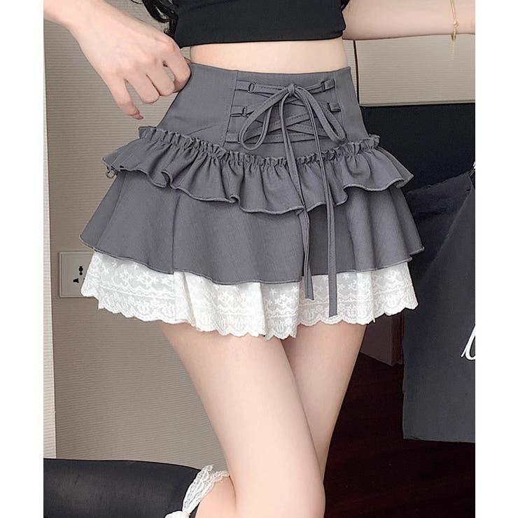 【HOOK】for girls レース切替フリルティアードミニスカート | HOOK | 詳細画像10 