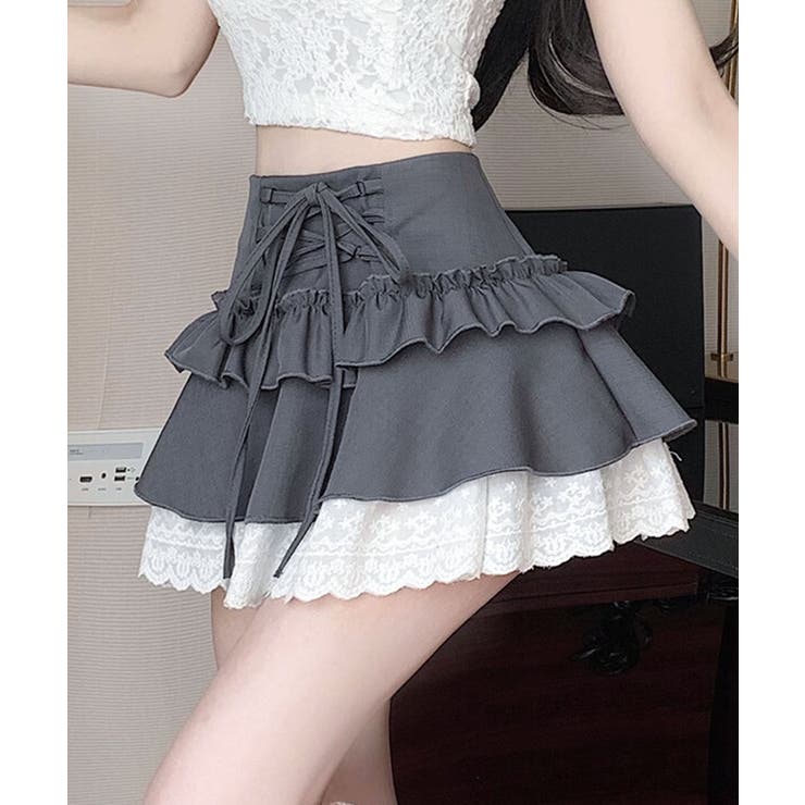 【HOOK】for girls レース切替フリルティアードミニスカート | HOOK | 詳細画像13 