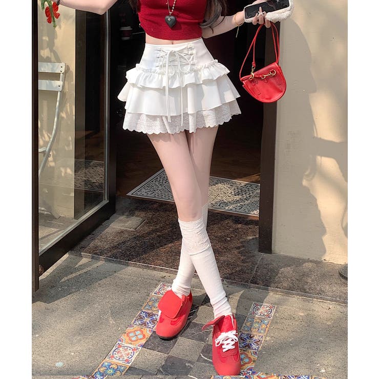 【HOOK】for girls レース切替フリルティアードミニスカート | HOOK | 詳細画像17 