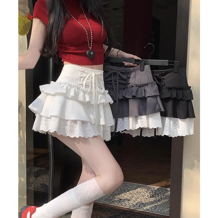 【HOOK】for girls レース切替フリルティアードミニスカート | HOOK | 詳細画像19 