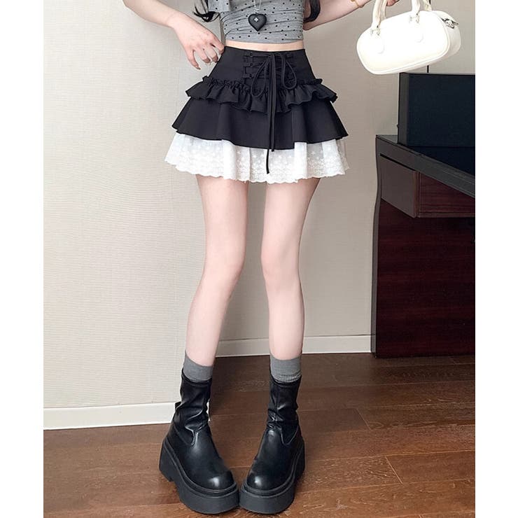 【HOOK】for girls レース切替フリルティアードミニスカート | HOOK | 詳細画像27 