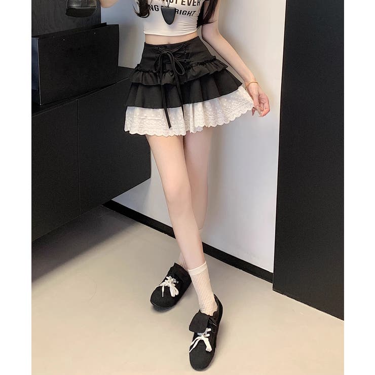 【HOOK】for girls レース切替フリルティアードミニスカート | HOOK | 詳細画像28 