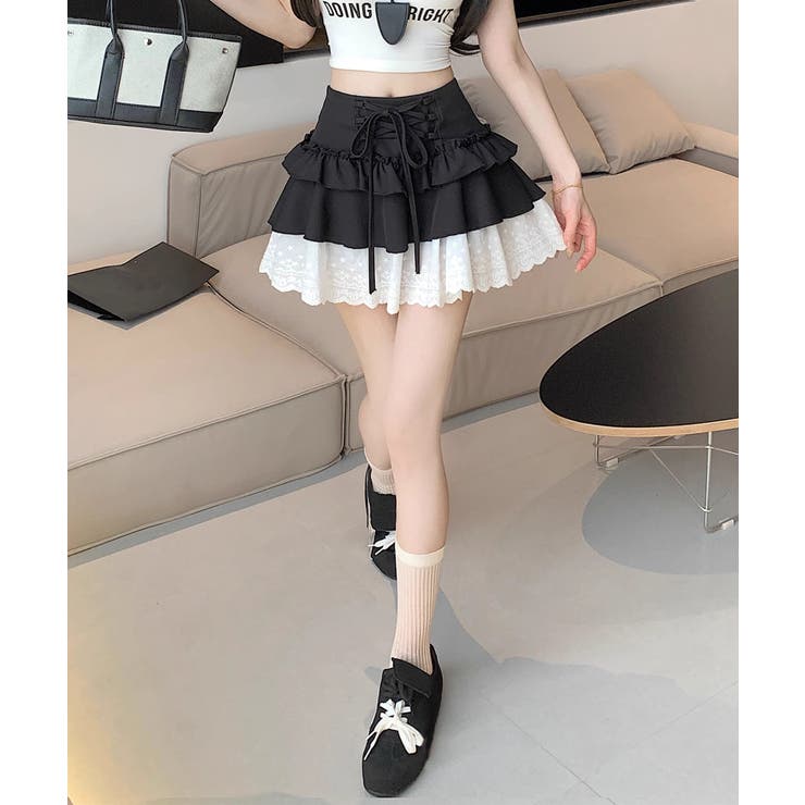 【HOOK】for girls レース切替フリルティアードミニスカート | HOOK | 詳細画像29 