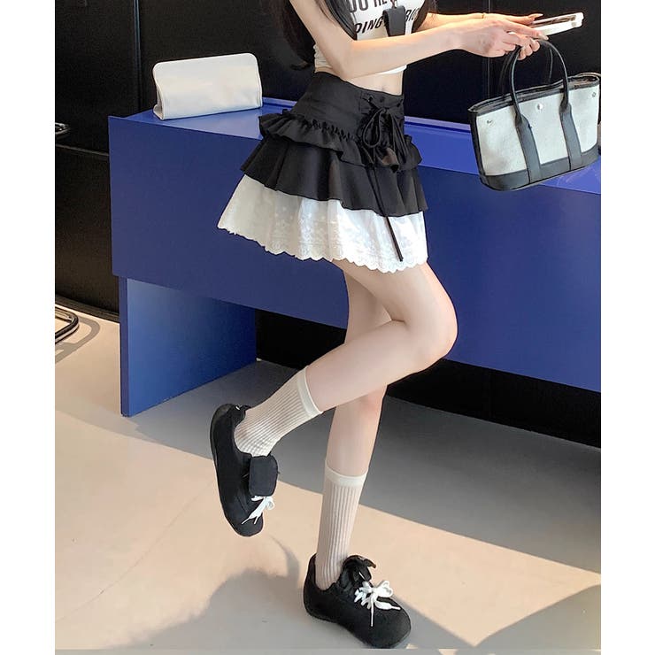 【HOOK】for girls レース切替フリルティアードミニスカート | HOOK | 詳細画像30 