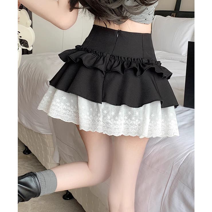 【HOOK】for girls レース切替フリルティアードミニスカート | HOOK | 詳細画像35 