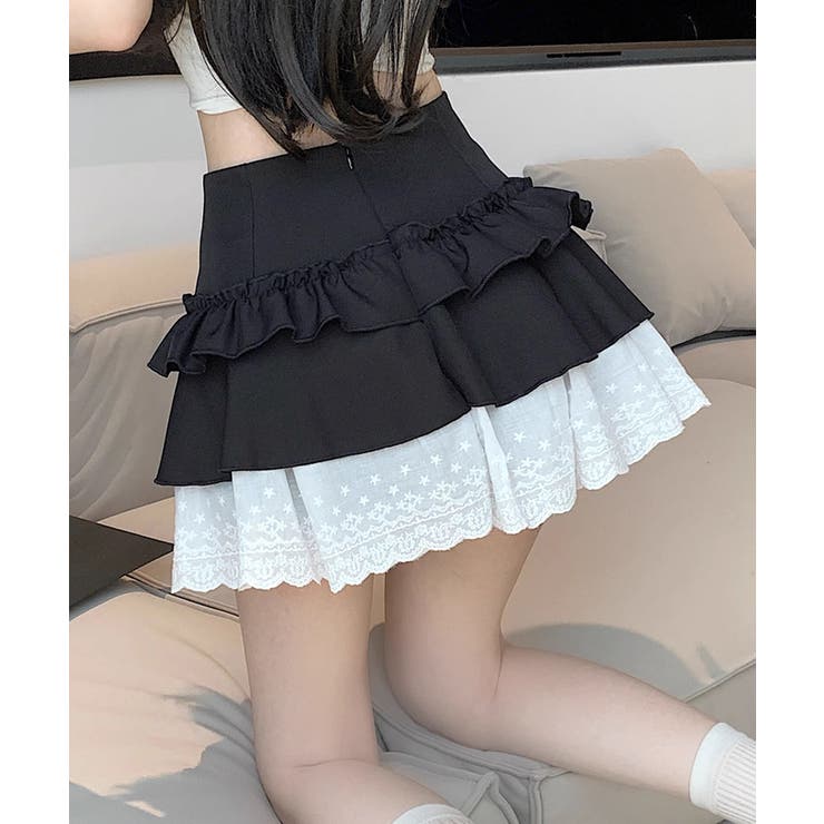 【HOOK】for girls レース切替フリルティアードミニスカート | HOOK | 詳細画像36 