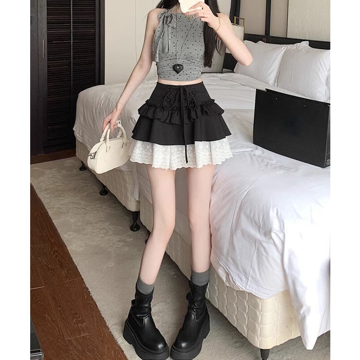 【HOOK】for girls レース切替フリルティアードミニスカート | HOOK | 詳細画像38 