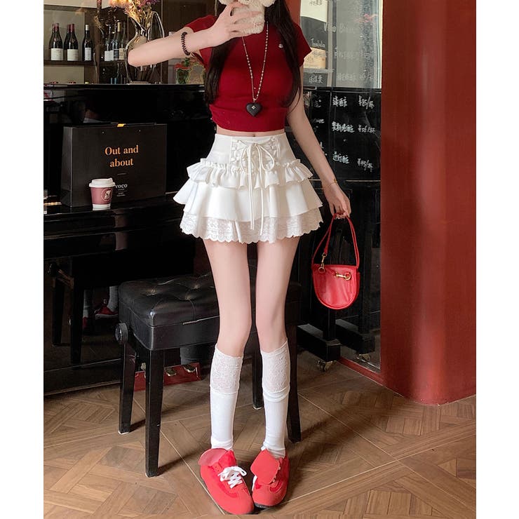 【HOOK】for girls レース切替フリルティアードミニスカート | HOOK | 詳細画像39 