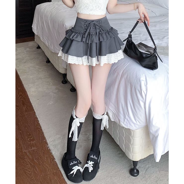 【HOOK】for girls レース切替フリルティアードミニスカート | HOOK | 詳細画像5 