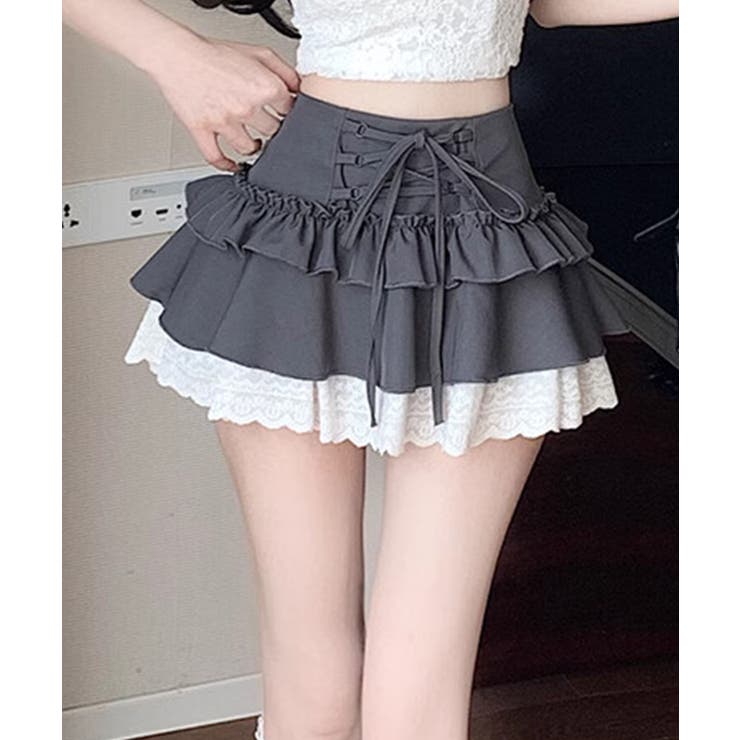 【HOOK】for girls レース切替フリルティアードミニスカート | HOOK | 詳細画像6 