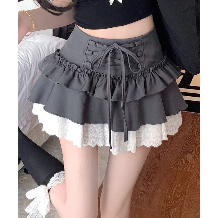 【HOOK】for girls レース切替フリルティアードミニスカート | HOOK | 詳細画像7 