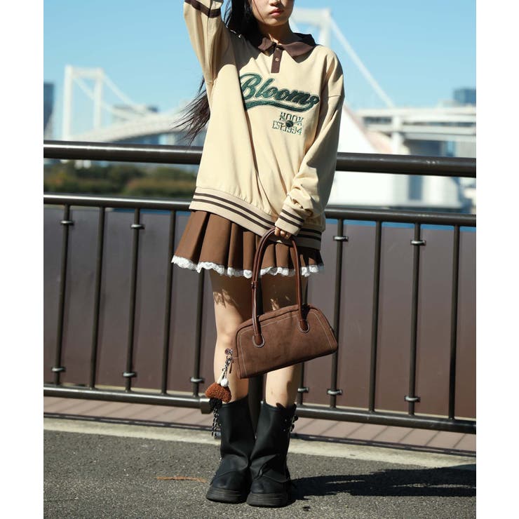 HOOK】for girls レイヤード風プリーツミニスカート[品番