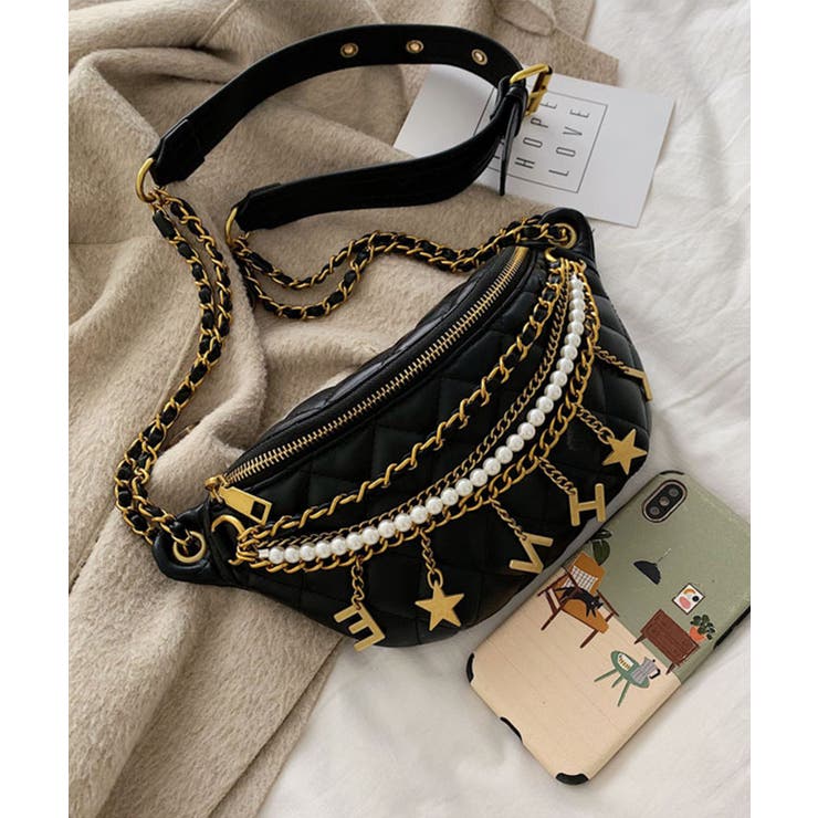 キラキラチェーンキルティングウエストポーチ | aimoha  | 詳細画像7 