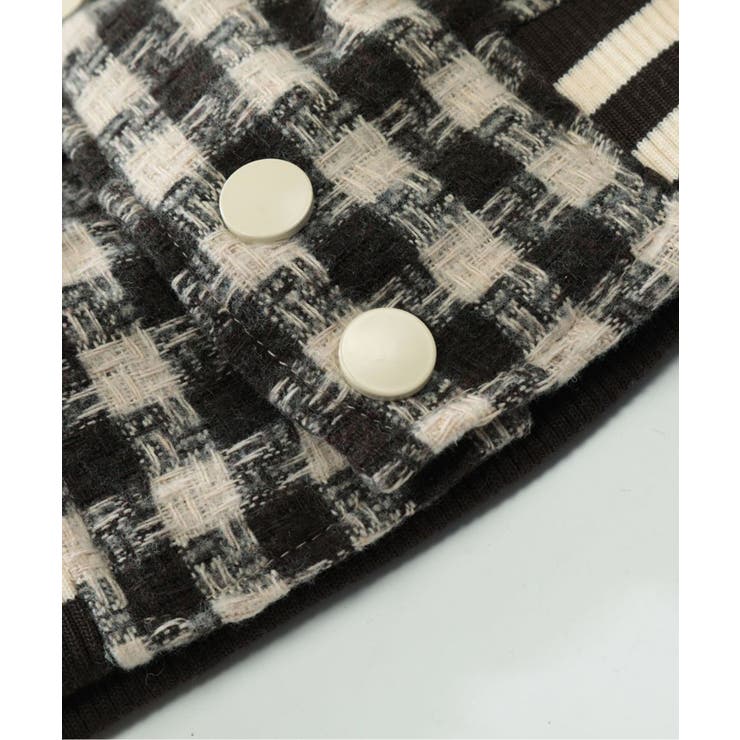 ブルゾンユニセックスアメカジワッペン刺繍チェック柄スタジャン