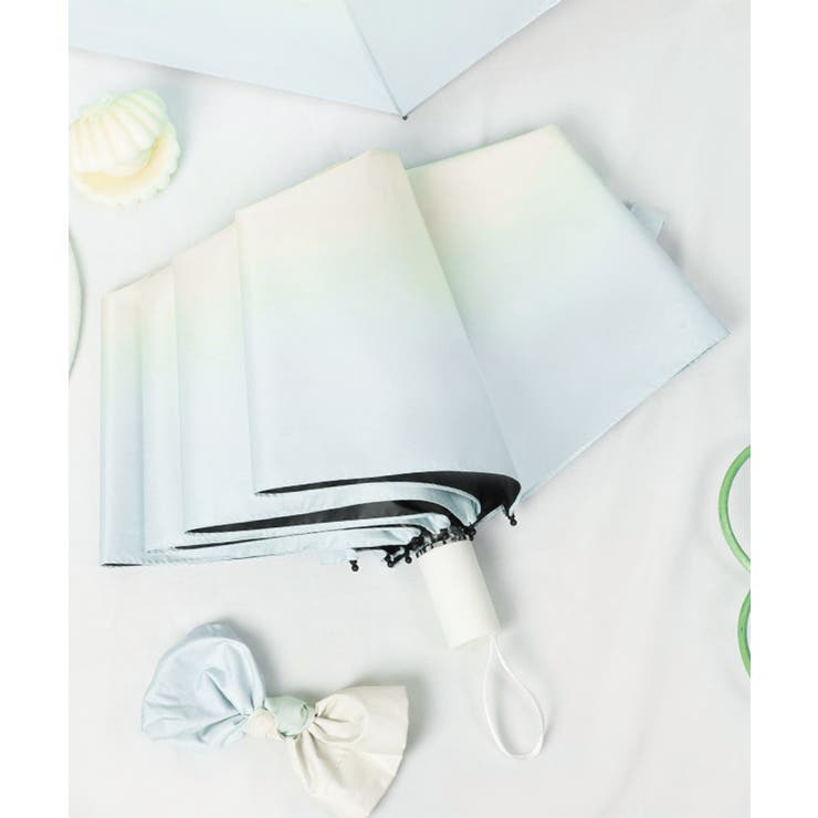 ブルー | ミニマルカラー 三折り手動 折りたたみ傘 コンパクト 軽量 晴雨兼用 | aimoha 