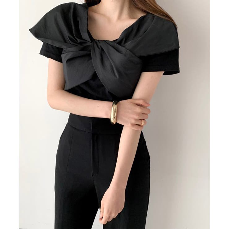 2WAY肩見せクロスデザイン半袖Tシャツ Jasmine Grandiflorum