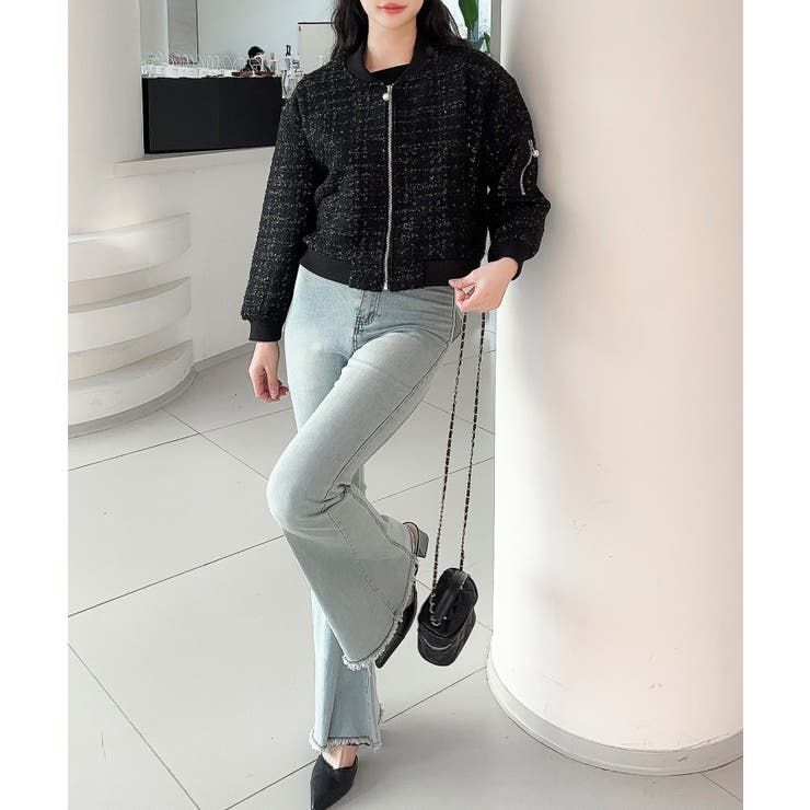 【Jasmine】ツイードショートジップブルゾン | aimoha  | 詳細画像6 