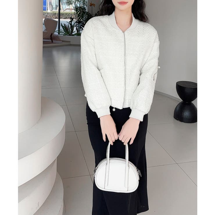 【Jasmine】ツイードショートジップブルゾン | aimoha  | 詳細画像10 