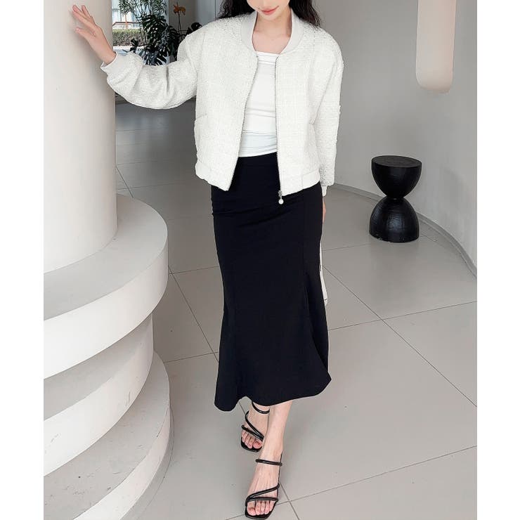 【Jasmine】ツイードショートジップブルゾン | aimoha  | 詳細画像8 