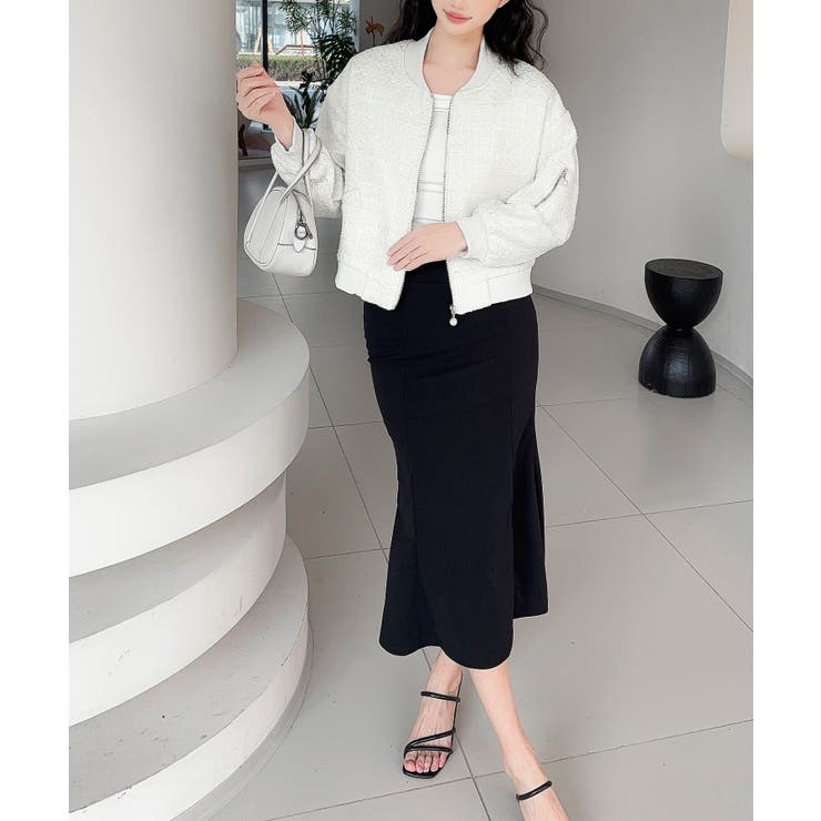 【Jasmine】ツイードショートジップブルゾン | aimoha  | 詳細画像9 