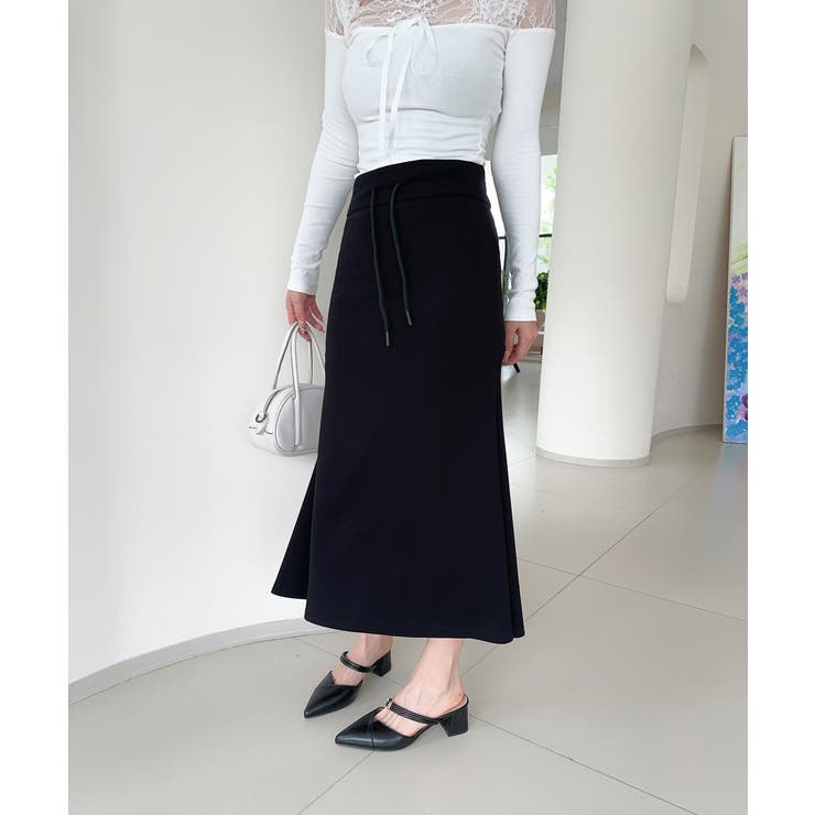 ブラック | スウェットマーメイドロングスカート Jasmine Grandiflorum | aimoha 