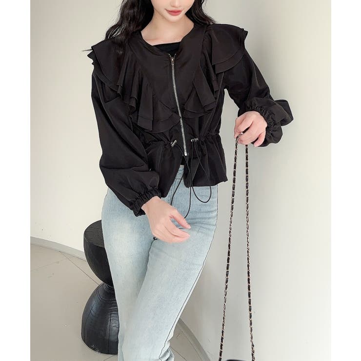 【Jasmine】ダブルラッフルショートブルゾン | aimoha  | 詳細画像4 