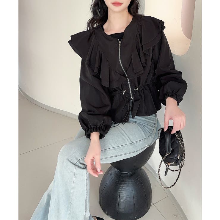 【Jasmine】ダブルラッフルショートブルゾン | aimoha  | 詳細画像3 