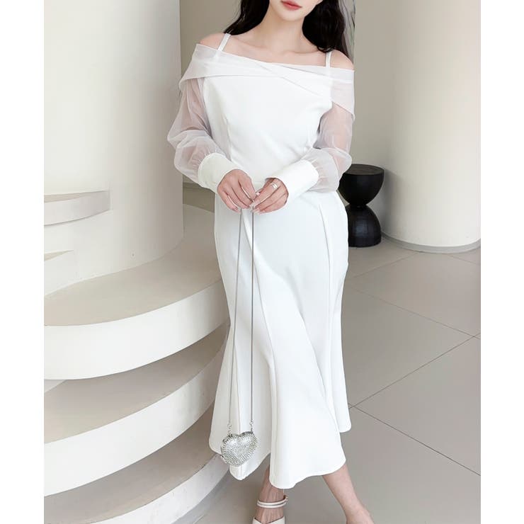 【Jasmine】オフショルチュールドッキングマーメイドワンピース | aimoha  | 詳細画像7 