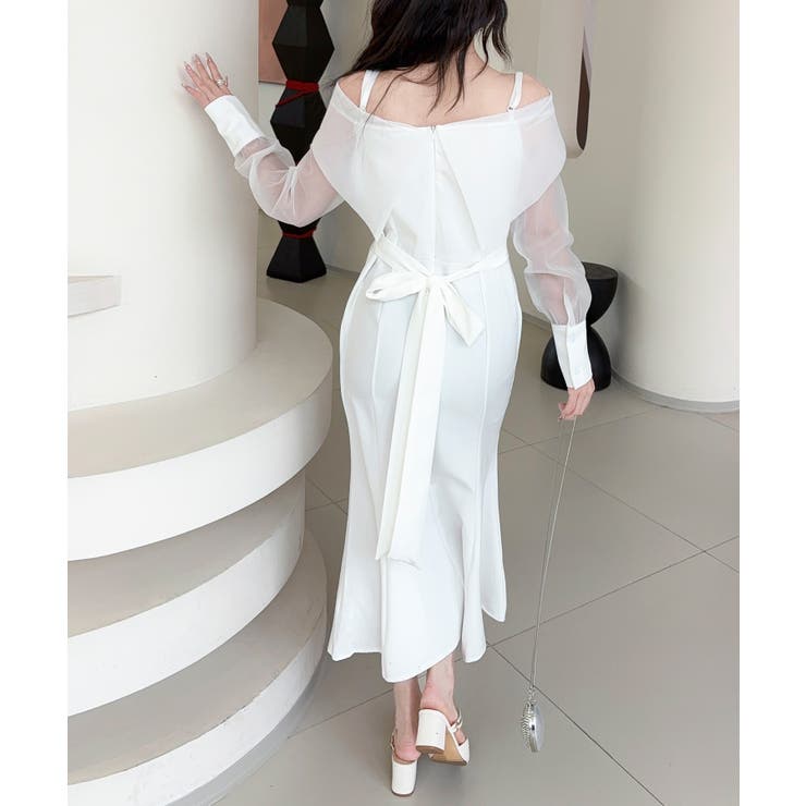 【Jasmine】オフショルチュールドッキングマーメイドワンピース | aimoha  | 詳細画像9 