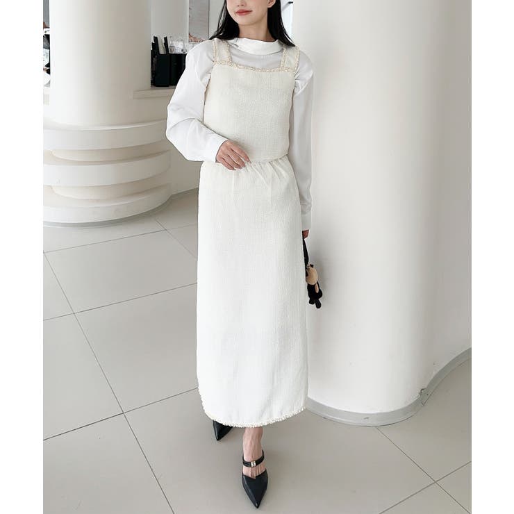 アイボリー | 【Jasmine】ツイード調キャミソール＋ロングスカート | aimoha 