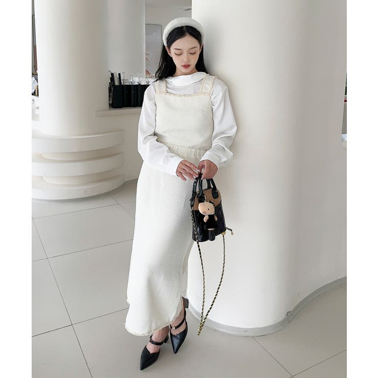 【Jasmine】ツイード調キャミソール＋ロングスカート | aimoha  | 詳細画像9 