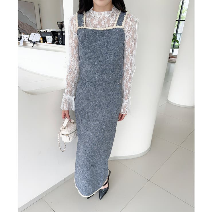 【Jasmine】ツイード調キャミソール＋ロングスカート | aimoha  | 詳細画像2 