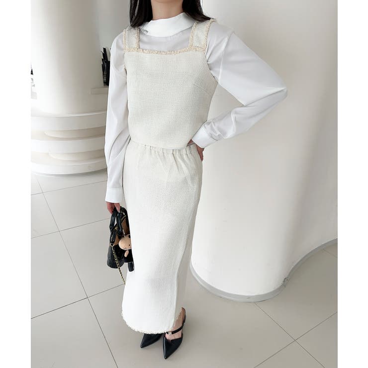 【Jasmine】ツイード調キャミソール＋ロングスカート | aimoha  | 詳細画像8 