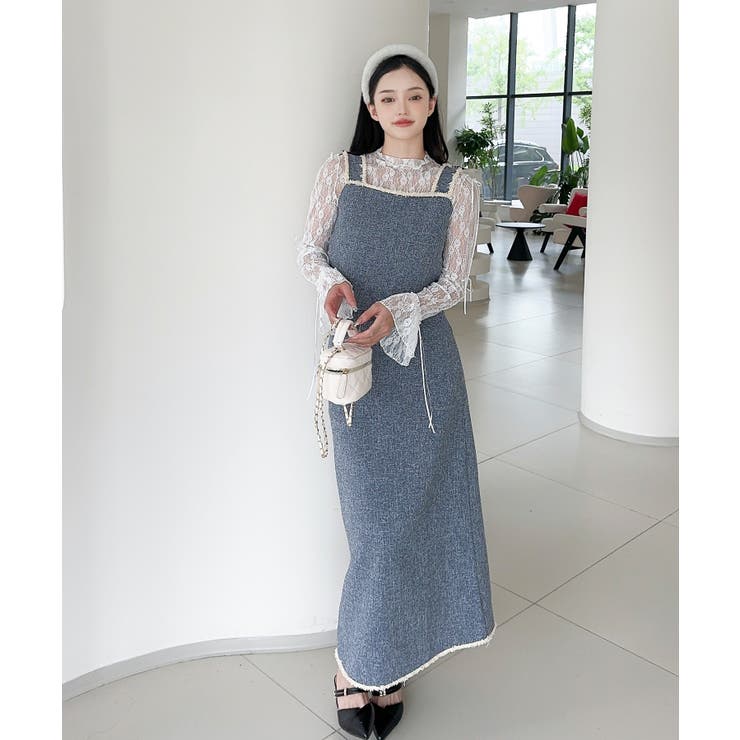 【Jasmine】ツイード調キャミソール＋ロングスカート | aimoha  | 詳細画像3 