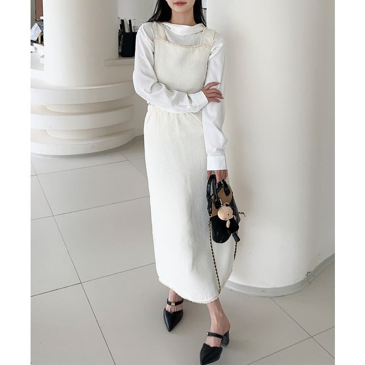 【Jasmine】ツイード調キャミソール＋ロングスカート | aimoha  | 詳細画像6 