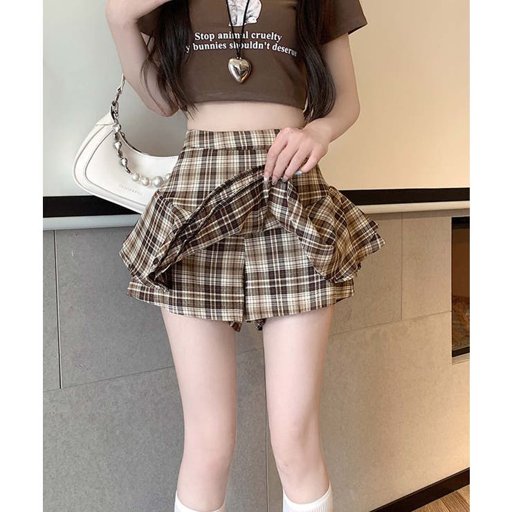 ブラウン | ウエスト切り替えフレアミニスカート Jasmine Grandiflorum | aimoha 