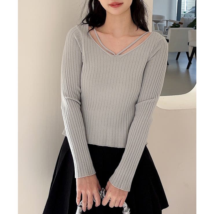 ライトグレー | リブ編みニットプルオーバー | aimoha 