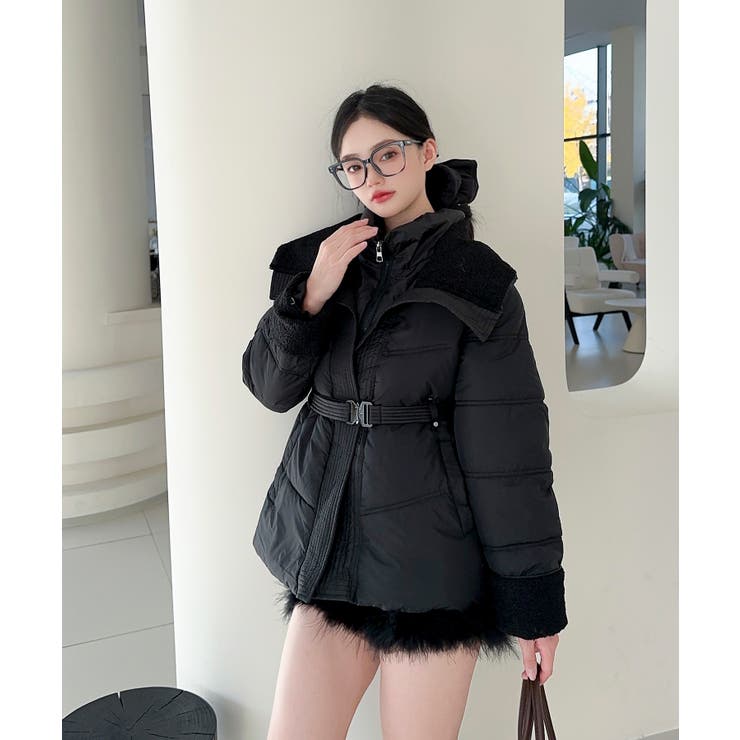 ブラック | 【Jasmine】ウエストベルトダウンジャケット | aimoha 